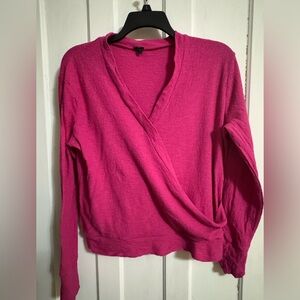 J Crew cotton faux wrap sweater size medium